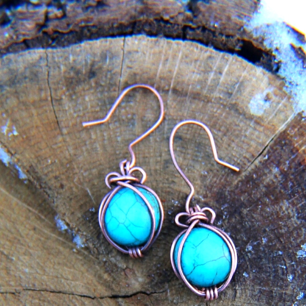 Turquoise colored stone earrings